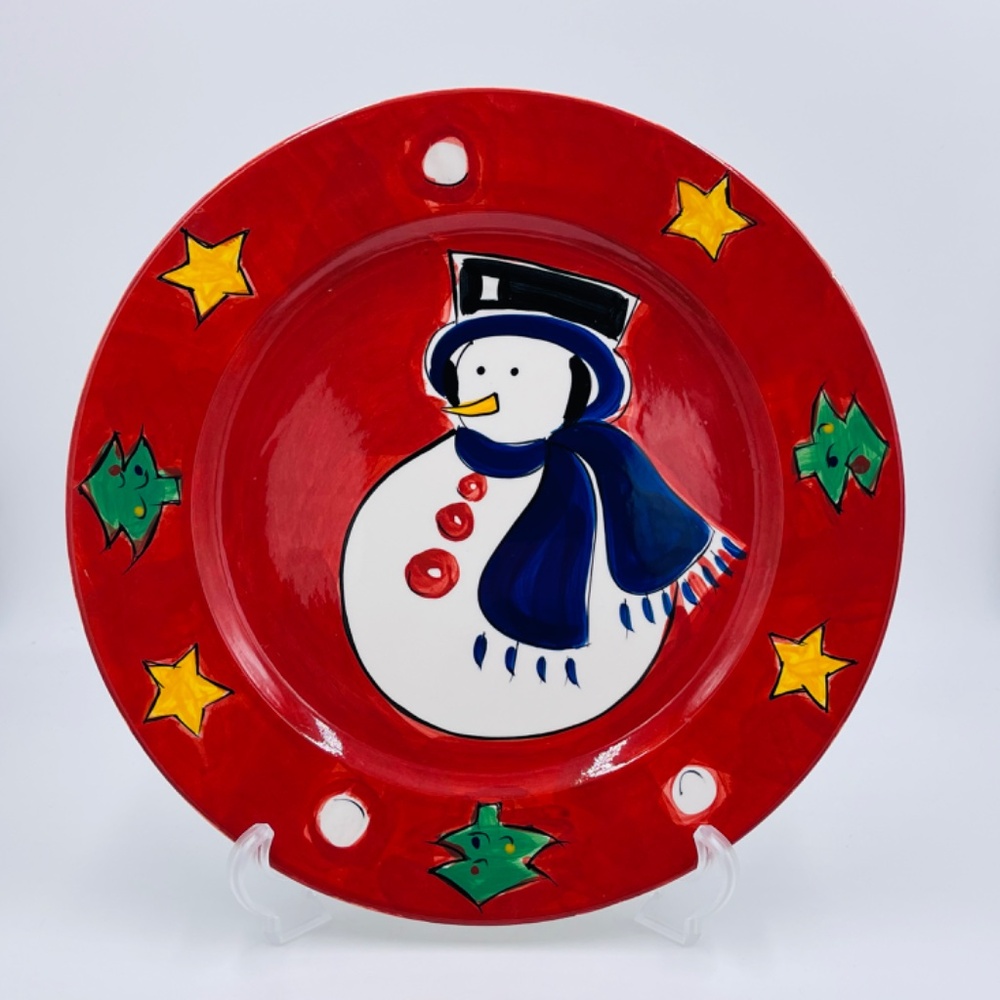 The Rose Company Holiday Snowman Cookie Serving Plate 12.5"